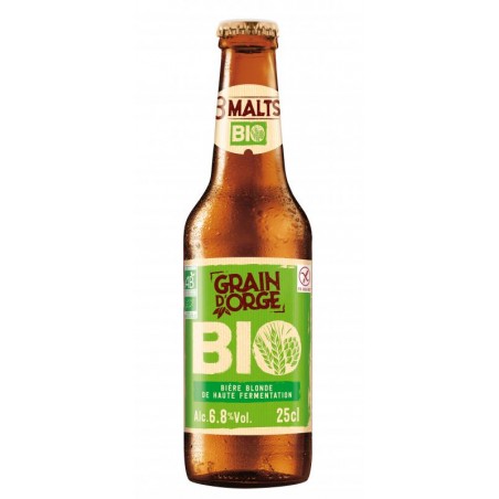 biere - GRAIN D'ORGE BIO  25CL - CERTIFIE FR-BIO-01 - Planète Drinks