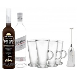 COFFRET ALCOOL - BOX WHITE RUSSIAN : BELENKAYA+LAPLANDIA ESPRESSO + 4 VERRES +MITIGEUR - Planète Drinks