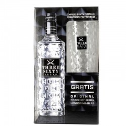 COFFRET ALCOOL - THREE SIXTY PREMIUM VODKA COFFRET 70CL + 1 VERRE - Planète Drinks