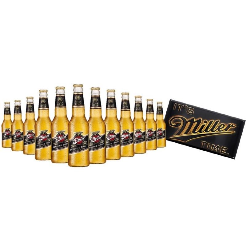 COFFRET BIERE - BOX 12 BIERES MILLER + 1 PLAQUE METAL - Planète Drinks COFFRET BIERE - BOX 12 BIERES MILLER + 1 PLAQUE METAL - Planète Drinks