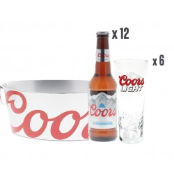 BOX COORS 12 BOUTEILLES +1 BUCKET + 6 VERRES 49.9 - BOX COORS LIGHT 12 BOUTEILLES +1 BUCKET + 6 VERRES
