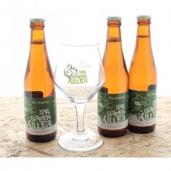 GREEN KILLER 3*33CL + 1 VERRE 15.9 - Découvrez la bière Green Killer IPA de la Brasserie De Silly située en Belgique, à déguster