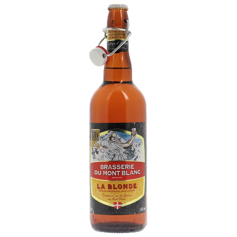 MONT BLANC BLONDE 75CL 6.1 - La Blonde du Mont Blanc est une bière blonde brassée avec du houblon Saaz et des écorces d'oranges.