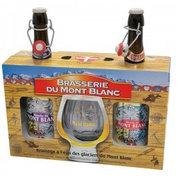 MONT BLANC COFFRET 2*75CL + 1VERRE 25.5 - Découvrez dans ce coffret, 2 bières du Mont Blanc 75cl : La Blanche et la Blonde + 1 v