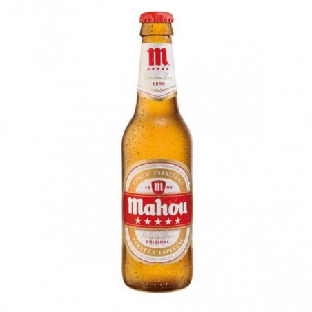 MAHOU 5 ESTRELLAS 33CL 3.3 - La Mahou Cinco Estrellas (5 étoiles) et la bière Madrilène la plus consommée ! 