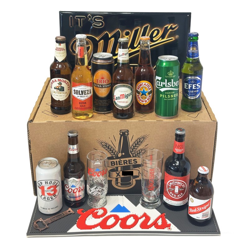 COFFRET BIERES A PARTAGER - 22 BIERES DU MONDE + ACCESSOIRES